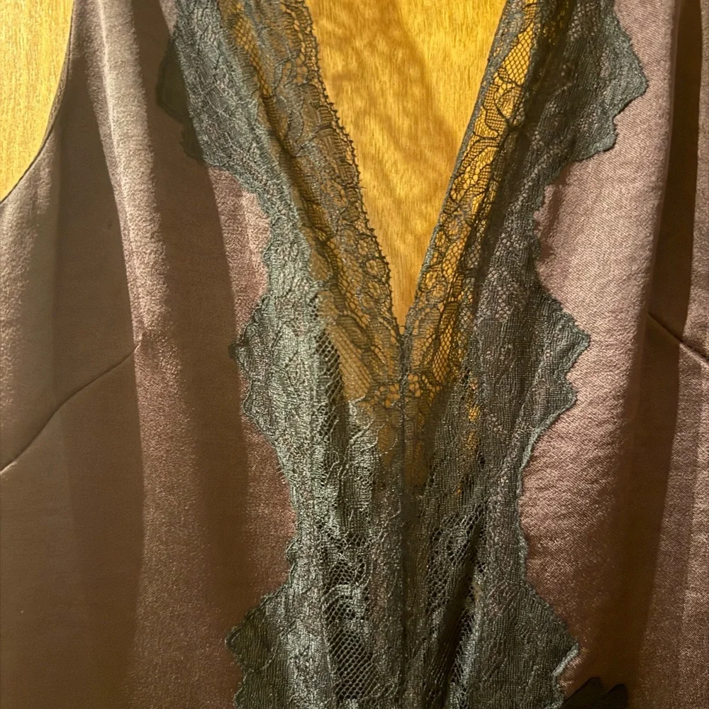 Bec & Bridge Cocoa Brown Lace-Trim Satin Midi Dress - Picture 5 of 5